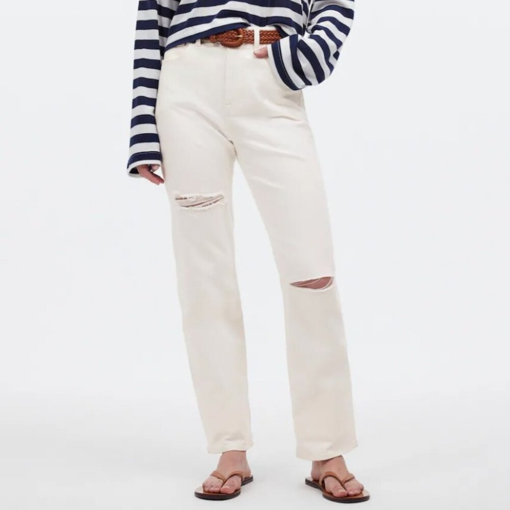 Madewell Cream Straight Leg Jeans